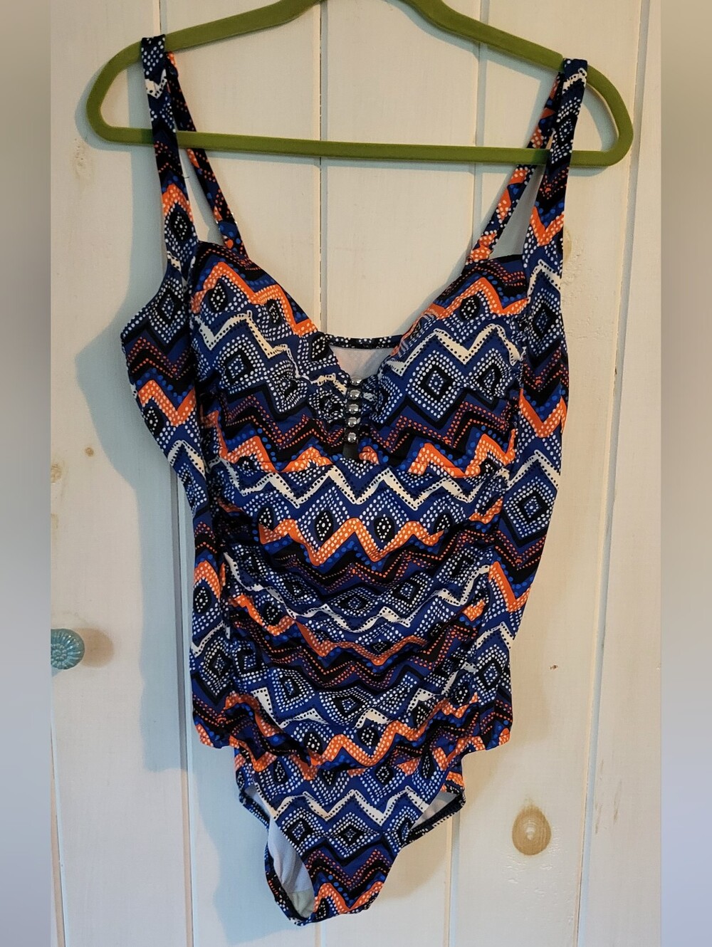 Shape Solver Tummy Control Zig Zag Pattern One Piece Swim Suit